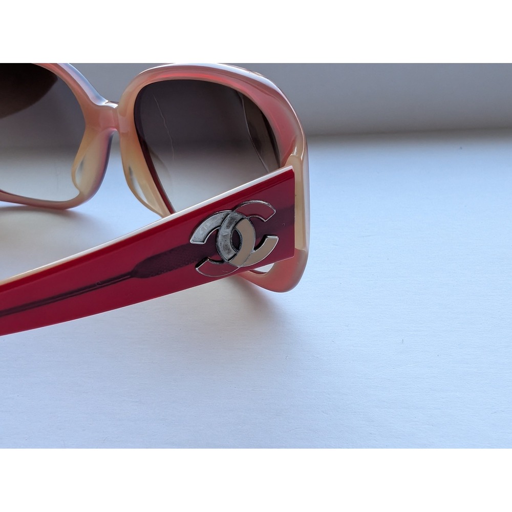 Chanel 5101 Sunglasses Red Tan Square Gradient Lens 57-18 130 CC Logo Summer - Picture 4 of 8